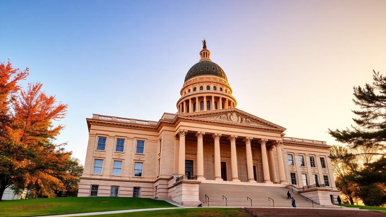 State capitol building at golden hour